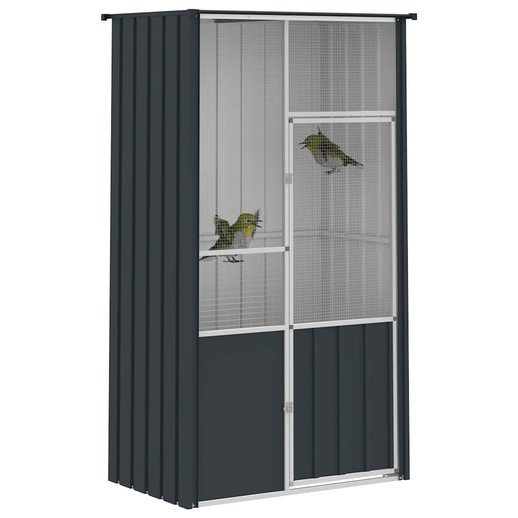 Vogelkooi 115x78x200 cm gegalvaniseerd staal antracietkleur is nu te koop bij PeponiXL, paradijselijk wonen!
