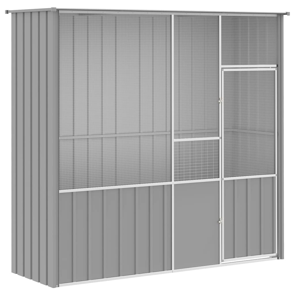 Vogelkooi 215x78x200 cm gegalvaniseerd staal grijs is nu te koop bij PeponiXL, paradijselijk wonen!