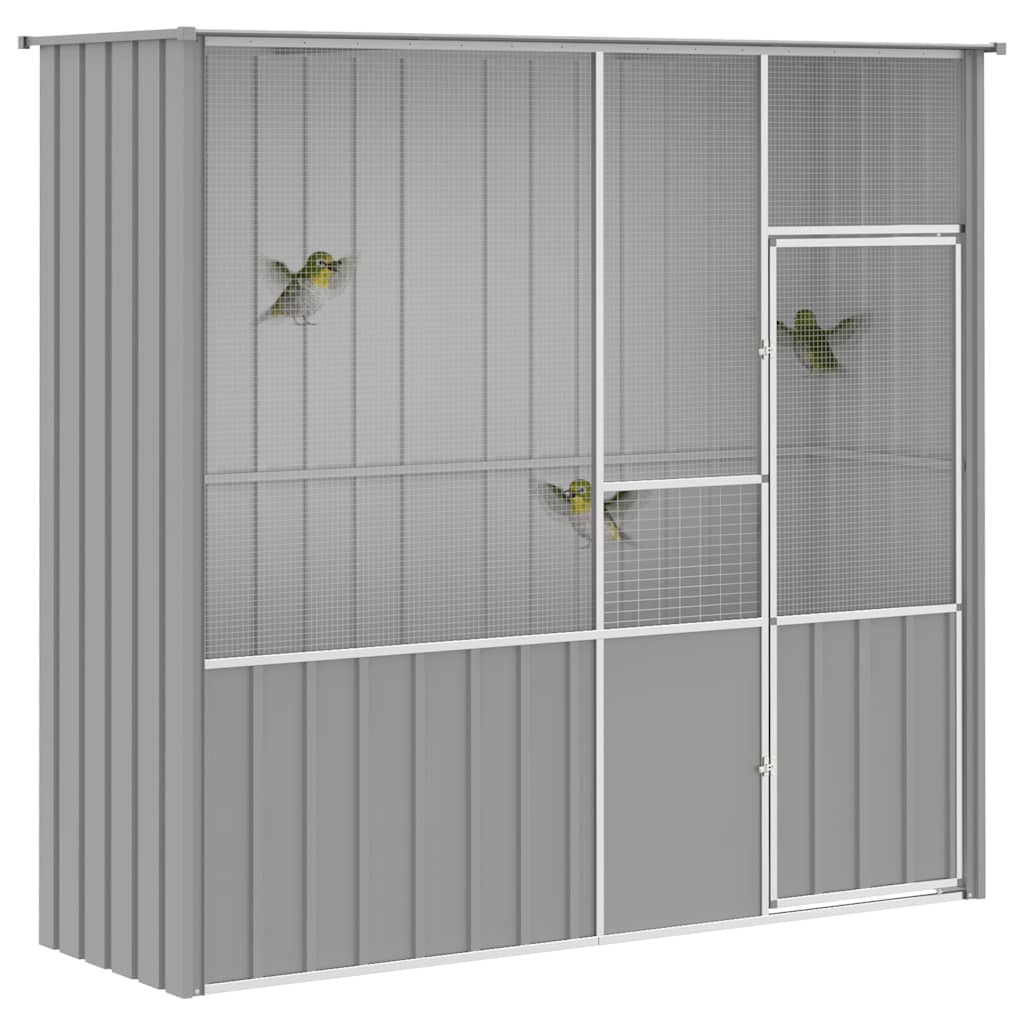 Vogelkooi 215x78x200 cm gegalvaniseerd staal grijs is nu te koop bij PeponiXL, paradijselijk wonen!