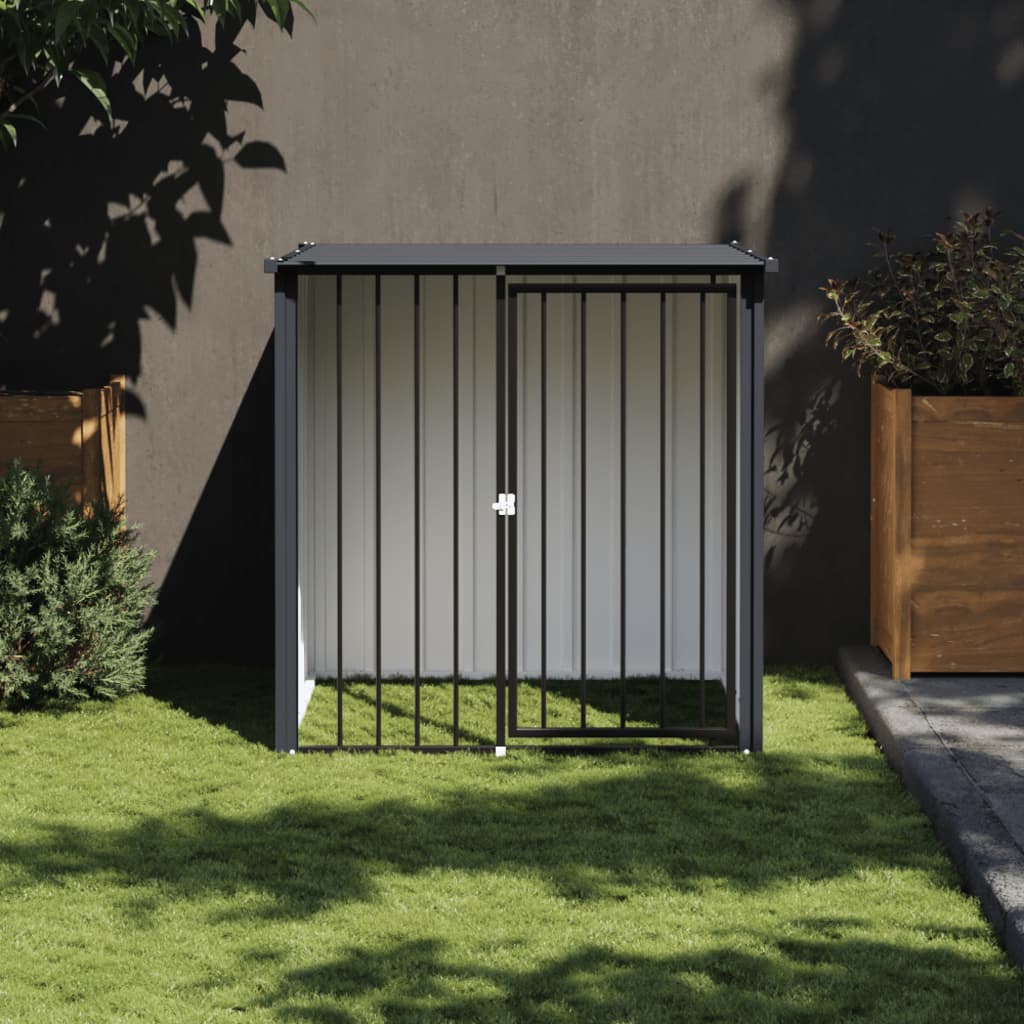 Hondenhok met dak 110x103x109 cm gegalvaniseerd staal zwart is nu te koop bij PeponiXL, paradijselijk wonen!