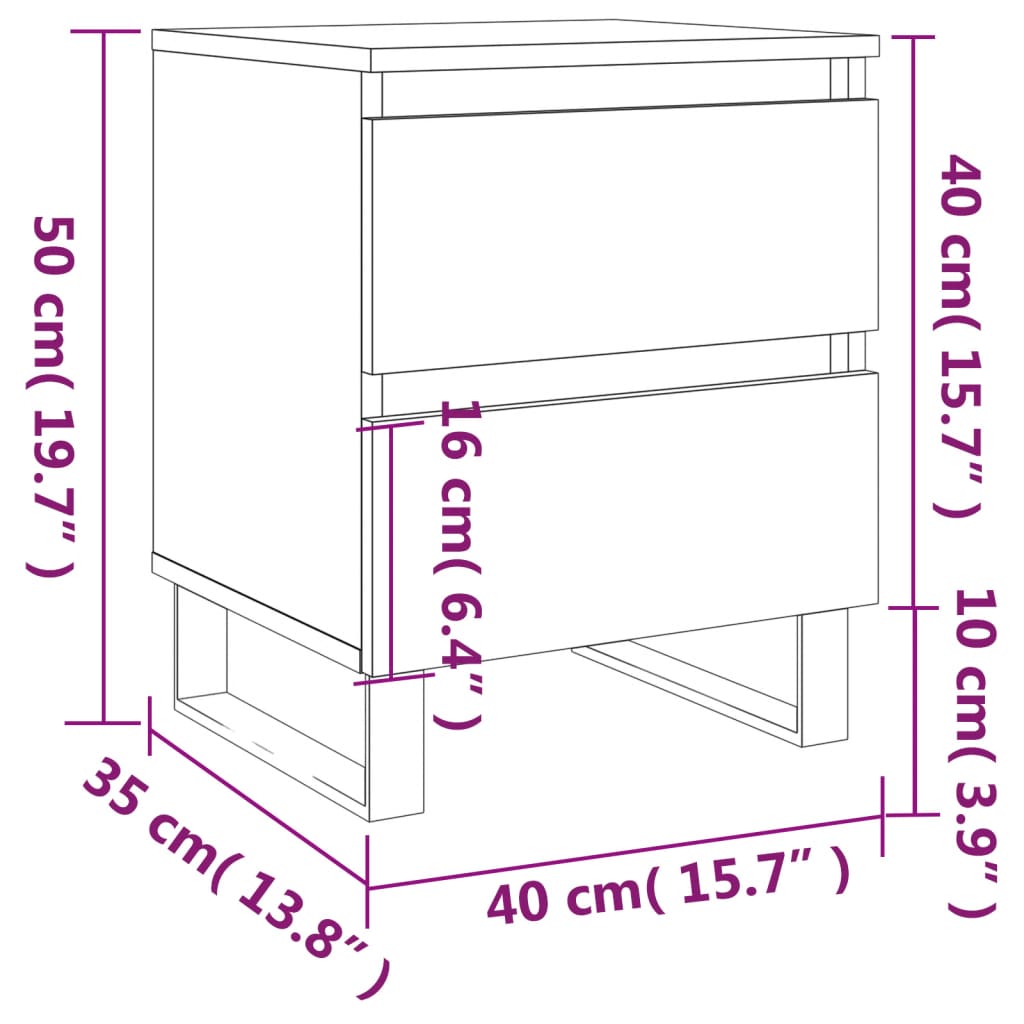 Nachtkastjes 2 st 40x35x50 cm bewerkt hout betongrijs is nu te koop bij PeponiXL, paradijselijk wonen!