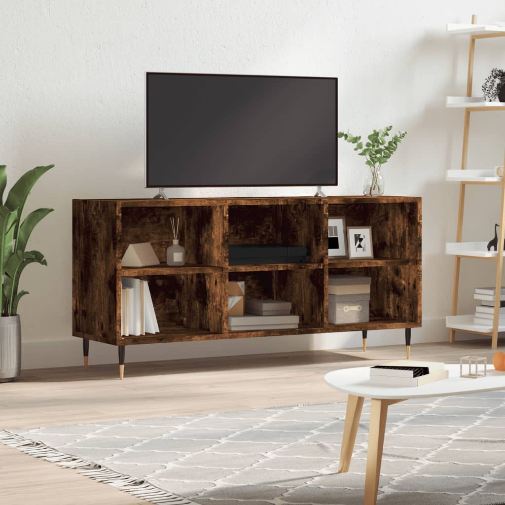 Tv-meubel 103,5x30x50 cm bewerkt hout gerookt eikenkleurig is nu te koop bij PeponiXL, paradijselijk wonen!
