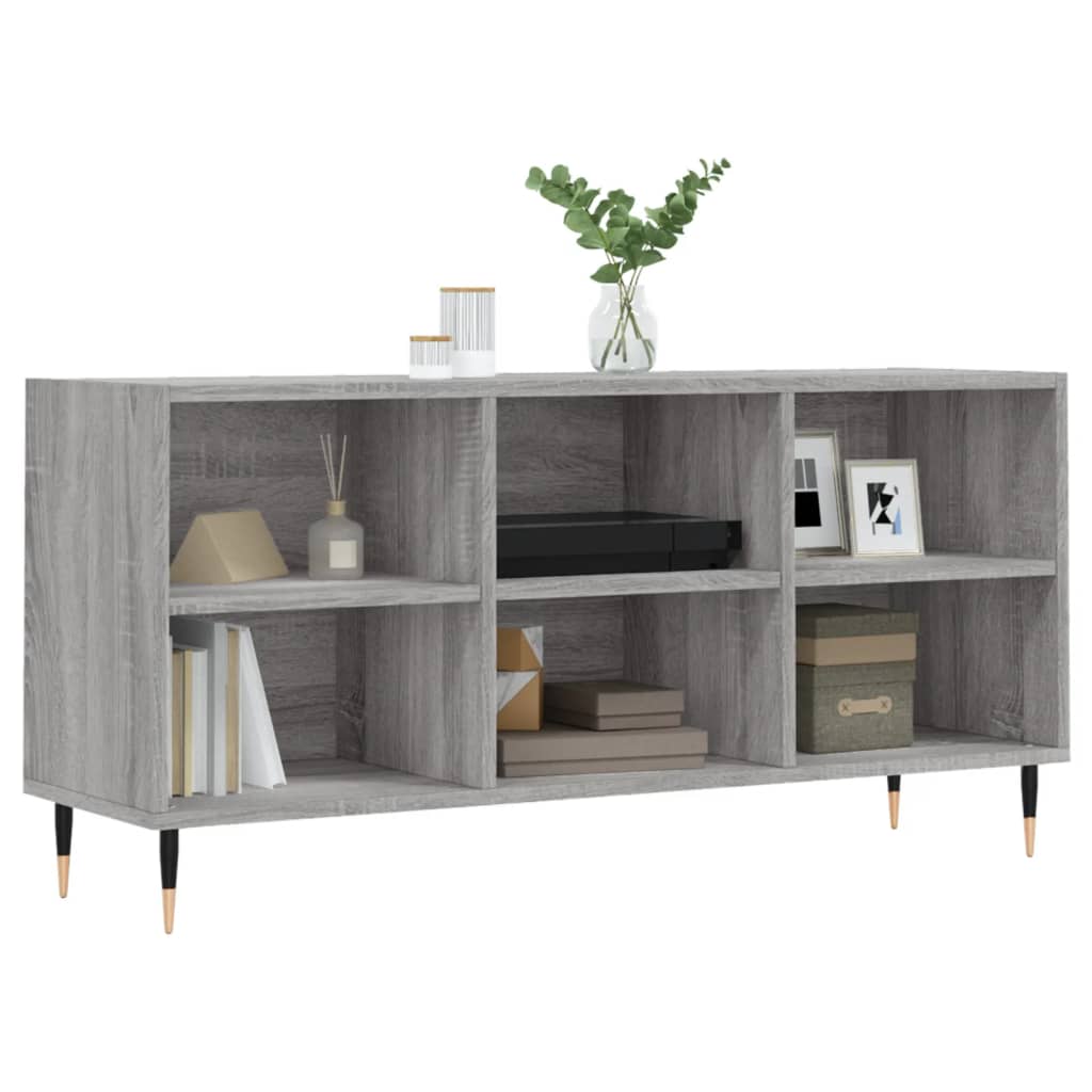 Tv-meubel 103,5x30x50 cm bewerkt hout grijs sonoma eikenkleurig is nu te koop bij PeponiXL, paradijselijk wonen!