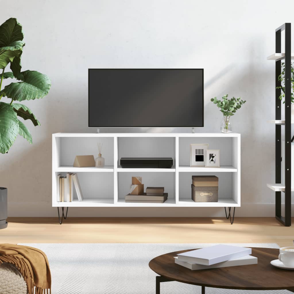Tv-meubel 103,5x30x50 cm bewerkt hout wit is nu te koop bij PeponiXL, paradijselijk wonen!
