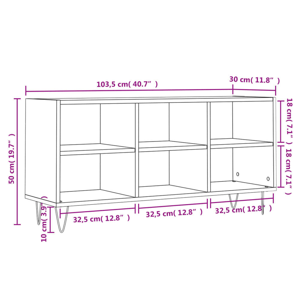 Tv-meubel 103,5x30x50 cm bewerkt hout gerookt eikenkleurig is nu te koop bij PeponiXL, paradijselijk wonen!
