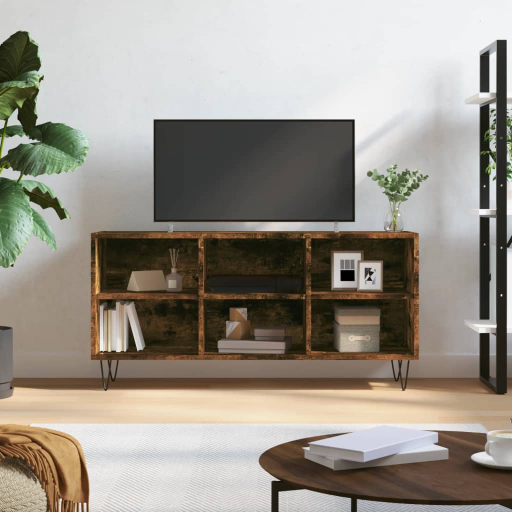 Tv-meubel 103,5x30x50 cm bewerkt hout gerookt eikenkleurig is nu te koop bij PeponiXL, paradijselijk wonen!