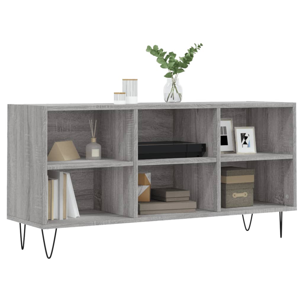 Tv-meubel 103,5x30x50 cm bewerkt hout grijs sonoma eikenkleurig is nu te koop bij PeponiXL, paradijselijk wonen!