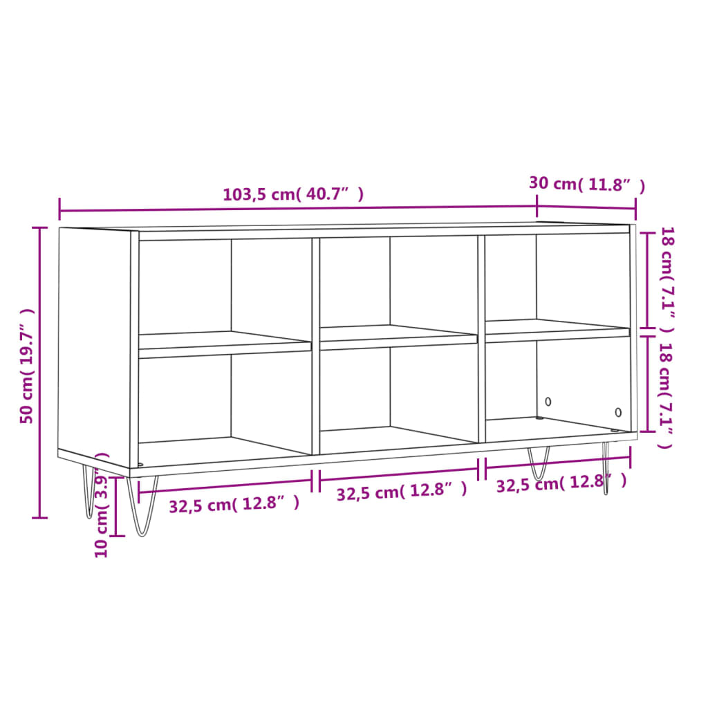 Tv-meubel 103,5x30x50 cm bewerkt hout grijs sonoma eikenkleurig is nu te koop bij PeponiXL, paradijselijk wonen!