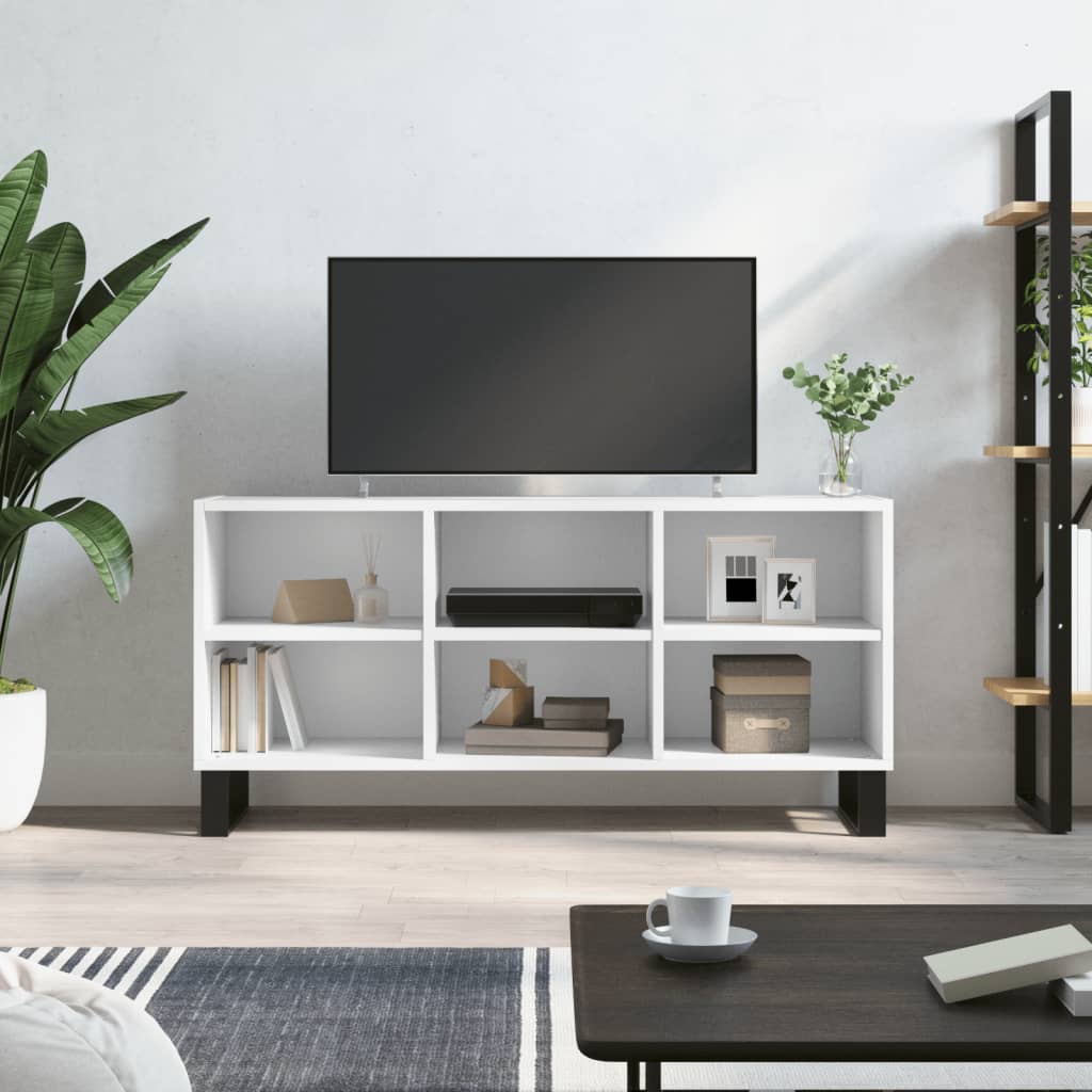 Tv-meubel 103,5x30x50 cm bewerkt hout wit is nu te koop bij PeponiXL, paradijselijk wonen!
