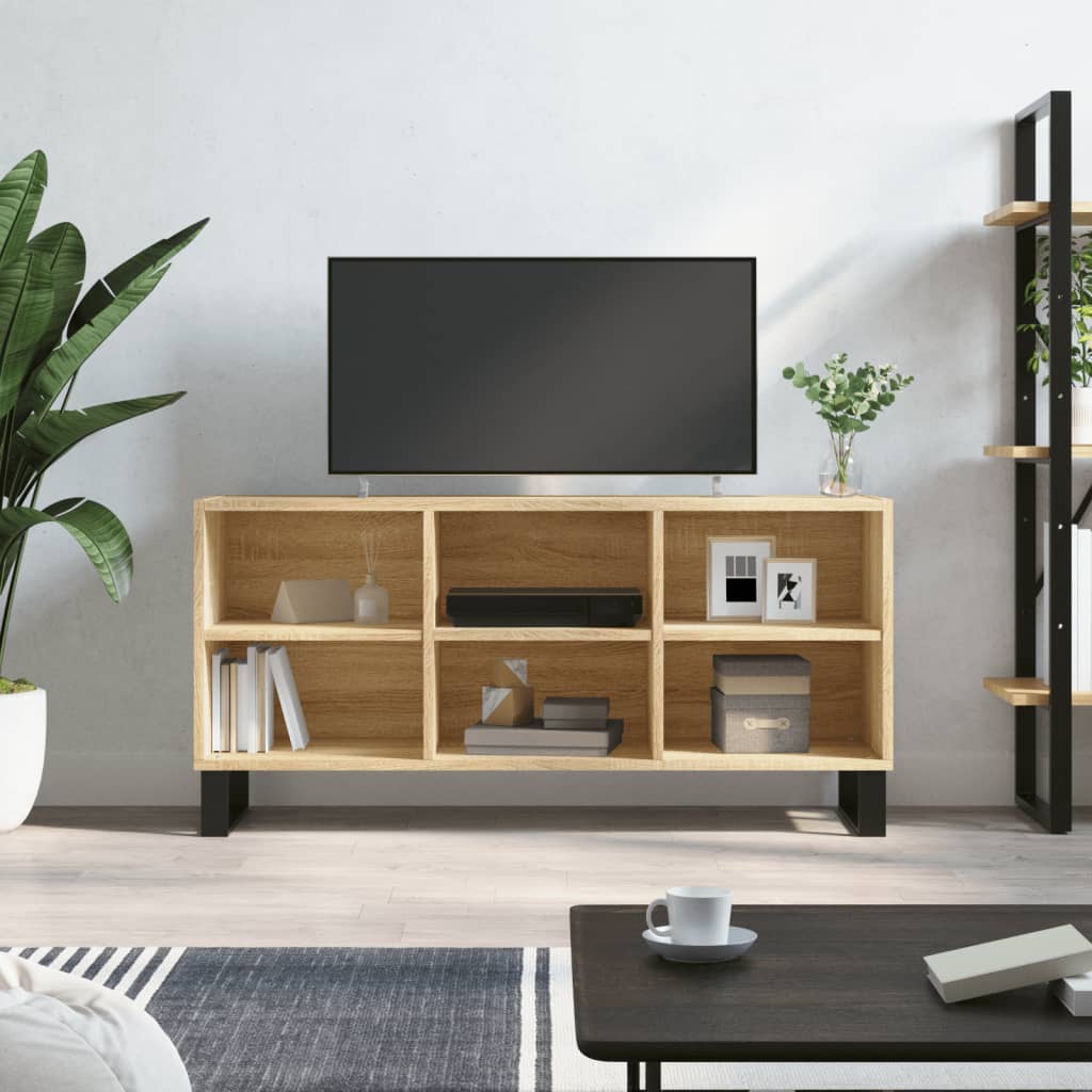 Tv-meubel 103,5x30x50 cm bewerkt hout sonoma eikenkleurig is nu te koop bij PeponiXL, paradijselijk wonen!