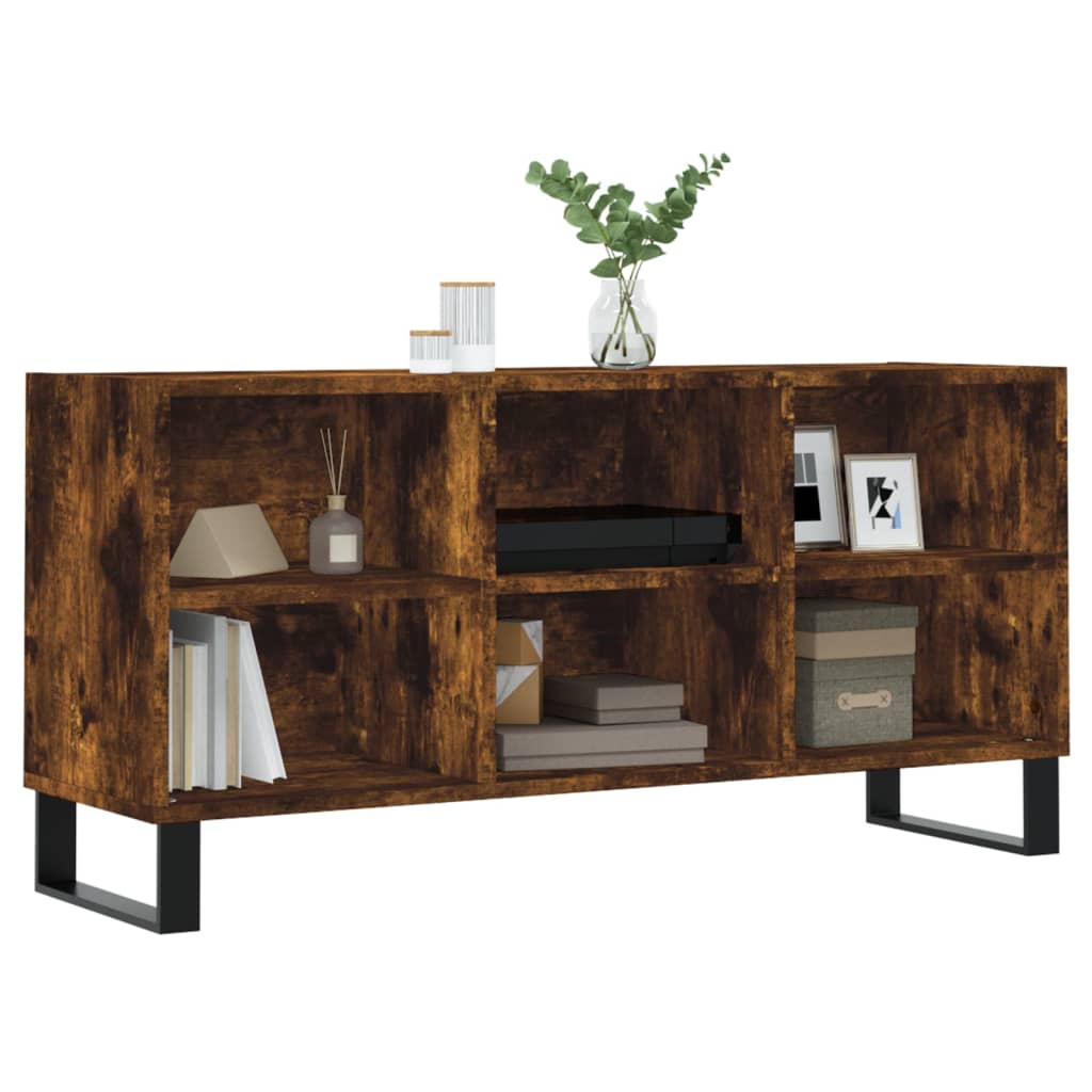 Tv-meubel 103,5x30x50 cm bewerkt hout gerookt eikenkleurig is nu te koop bij PeponiXL, paradijselijk wonen!