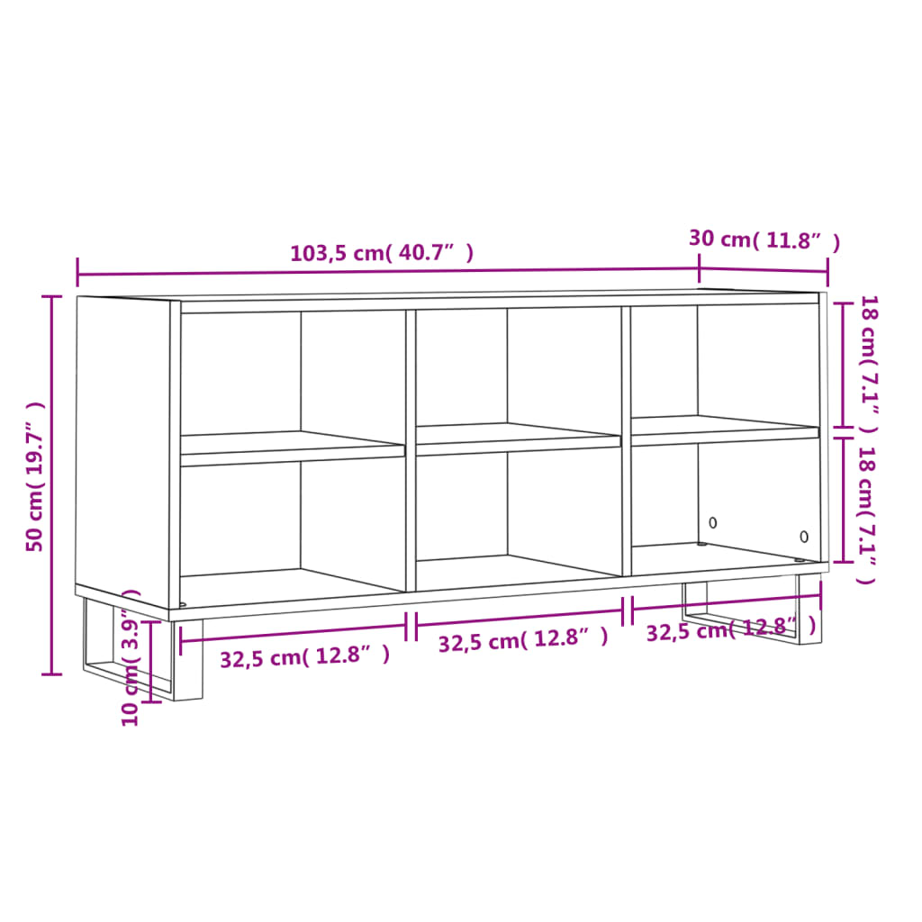 Tv-meubel 103,5x30x50 cm bewerkt hout gerookt eikenkleurig is nu te koop bij PeponiXL, paradijselijk wonen!
