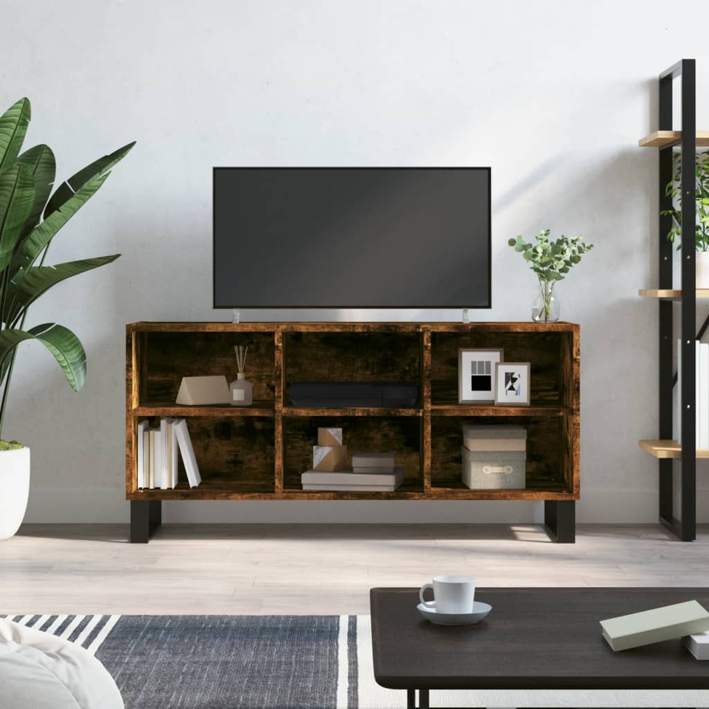 Tv-meubel 103,5x30x50 cm bewerkt hout gerookt eikenkleurig is nu te koop bij PeponiXL, paradijselijk wonen!