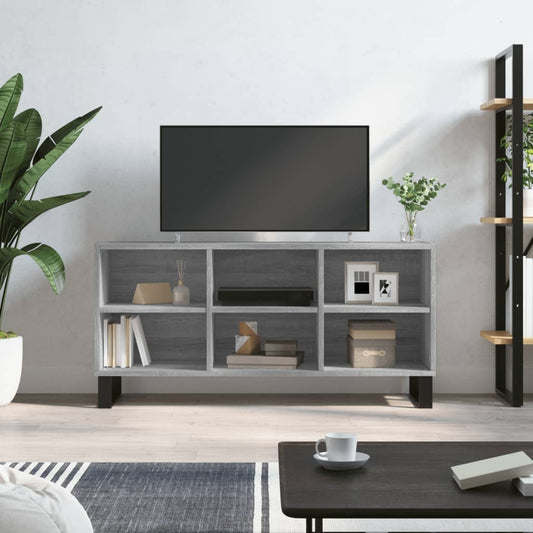 Tv-meubel 103,5x30x50 cm bewerkt hout grijs sonoma eikenkleurig is nu te koop bij PeponiXL, paradijselijk wonen!