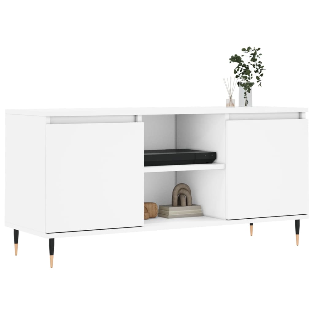 Tv-meubel 104x35x50 cm bewerkt hout wit is nu te koop bij PeponiXL, paradijselijk wonen!