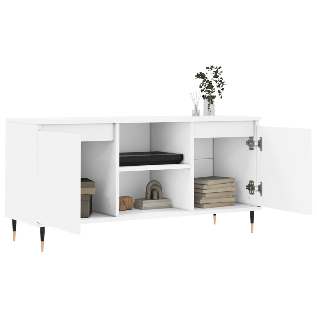 Tv-meubel 104x35x50 cm bewerkt hout wit is nu te koop bij PeponiXL, paradijselijk wonen!