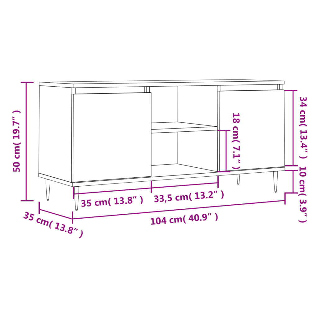 Tv-meubel 104x35x50 cm bewerkt hout wit is nu te koop bij PeponiXL, paradijselijk wonen!