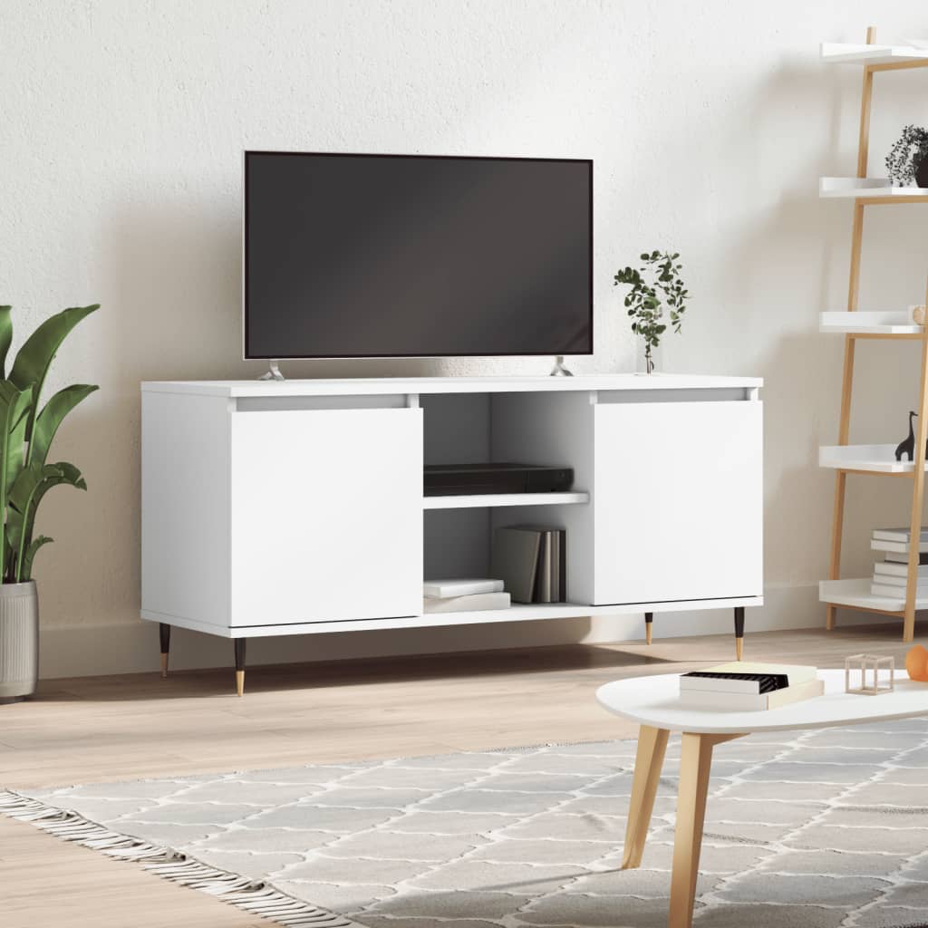 Tv-meubel 104x35x50 cm bewerkt hout wit is nu te koop bij PeponiXL, paradijselijk wonen!