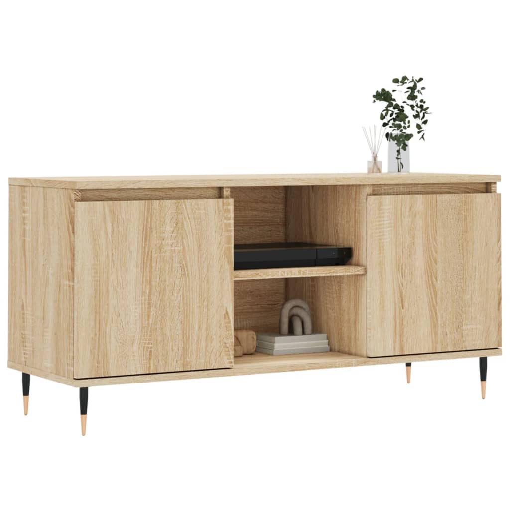 Tv-meubel 104x35x50 cm bewerkt hout sonoma eikenkleurig is nu te koop bij PeponiXL, paradijselijk wonen!