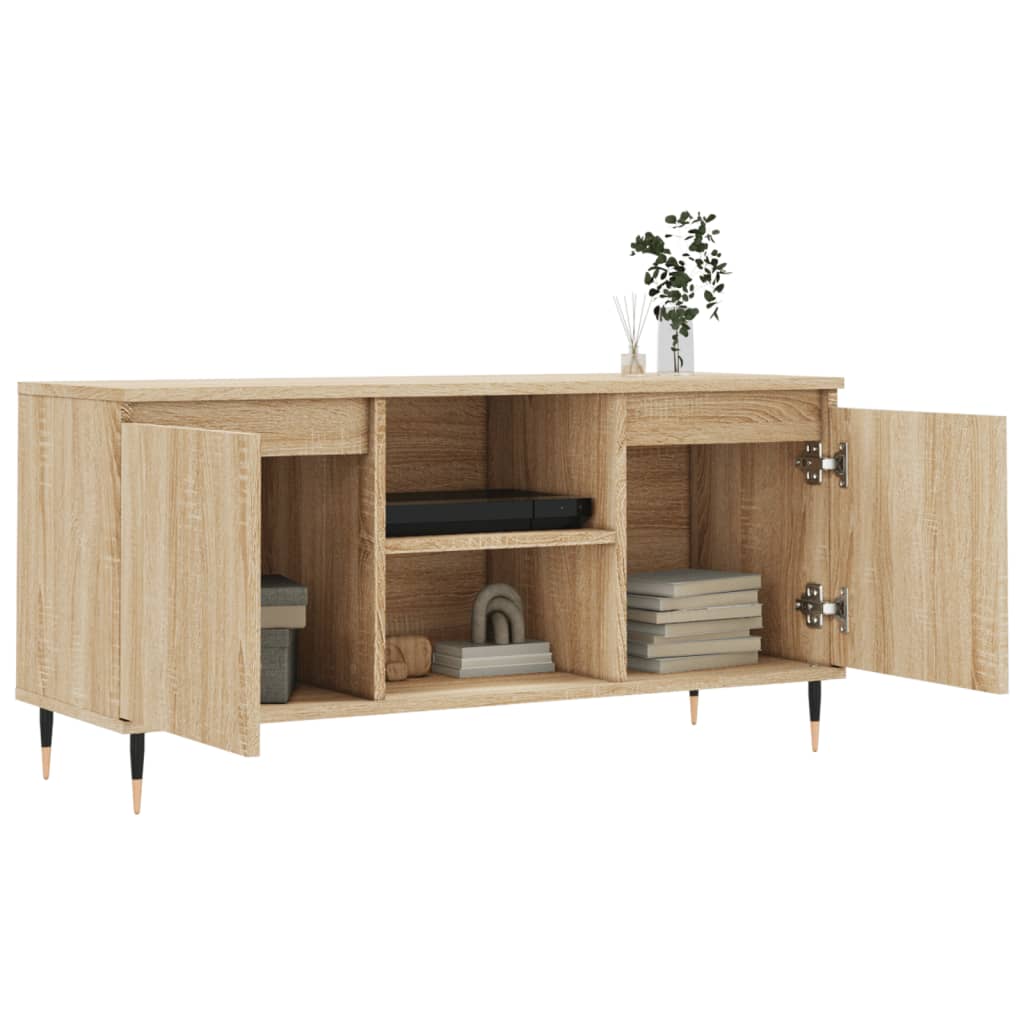 Tv-meubel 104x35x50 cm bewerkt hout sonoma eikenkleurig is nu te koop bij PeponiXL, paradijselijk wonen!