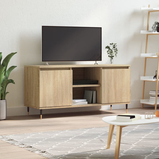 Tv-meubel 104x35x50 cm bewerkt hout sonoma eikenkleurig is nu te koop bij PeponiXL, paradijselijk wonen!