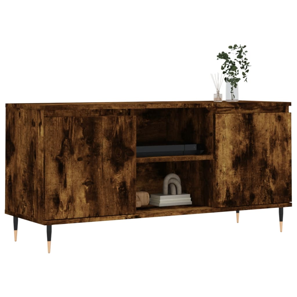 Tv-meubel 104x35x50 cm bewerkt hout gerookt eikenkleurig is nu te koop bij PeponiXL, paradijselijk wonen!