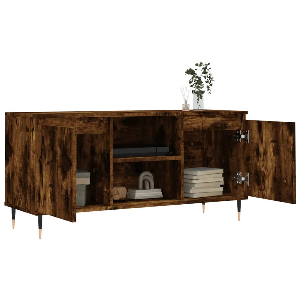 Tv-meubel 104x35x50 cm bewerkt hout gerookt eikenkleurig is nu te koop bij PeponiXL, paradijselijk wonen!