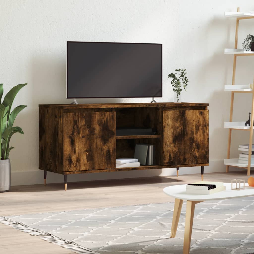 Tv-meubel 104x35x50 cm bewerkt hout gerookt eikenkleurig is nu te koop bij PeponiXL, paradijselijk wonen!