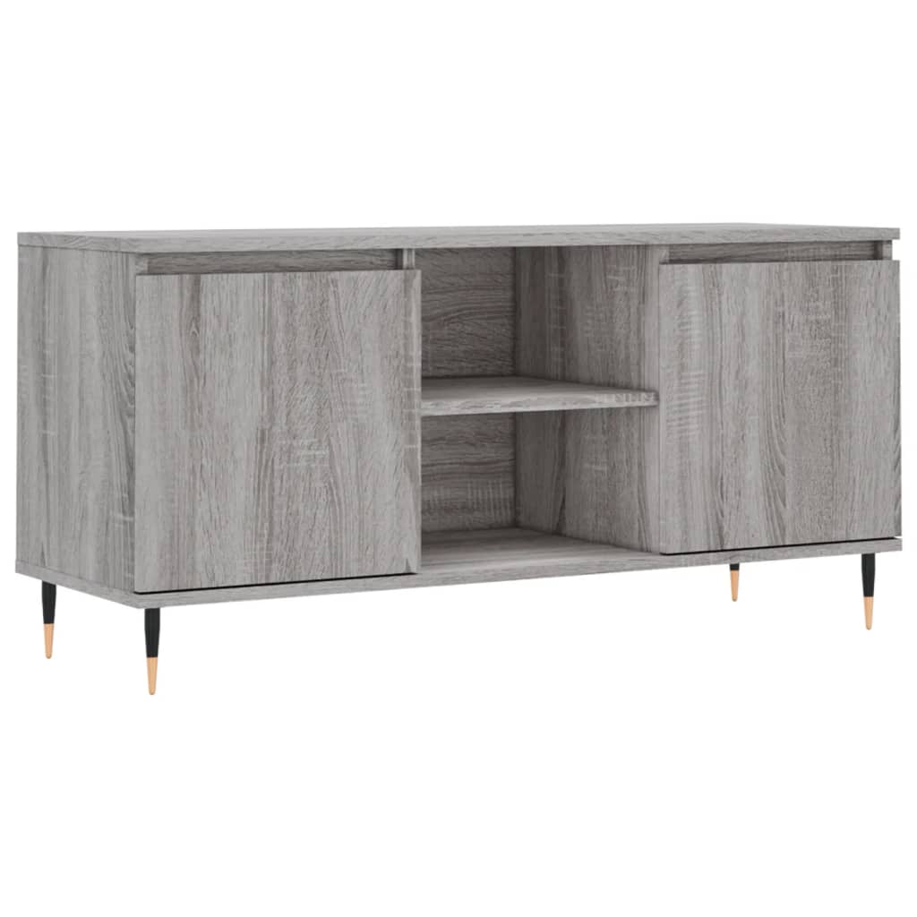 Tv-meubel 104x35x50 cm bewerkt hout grijs sonoma eikenkleurig is nu te koop bij PeponiXL, paradijselijk wonen!