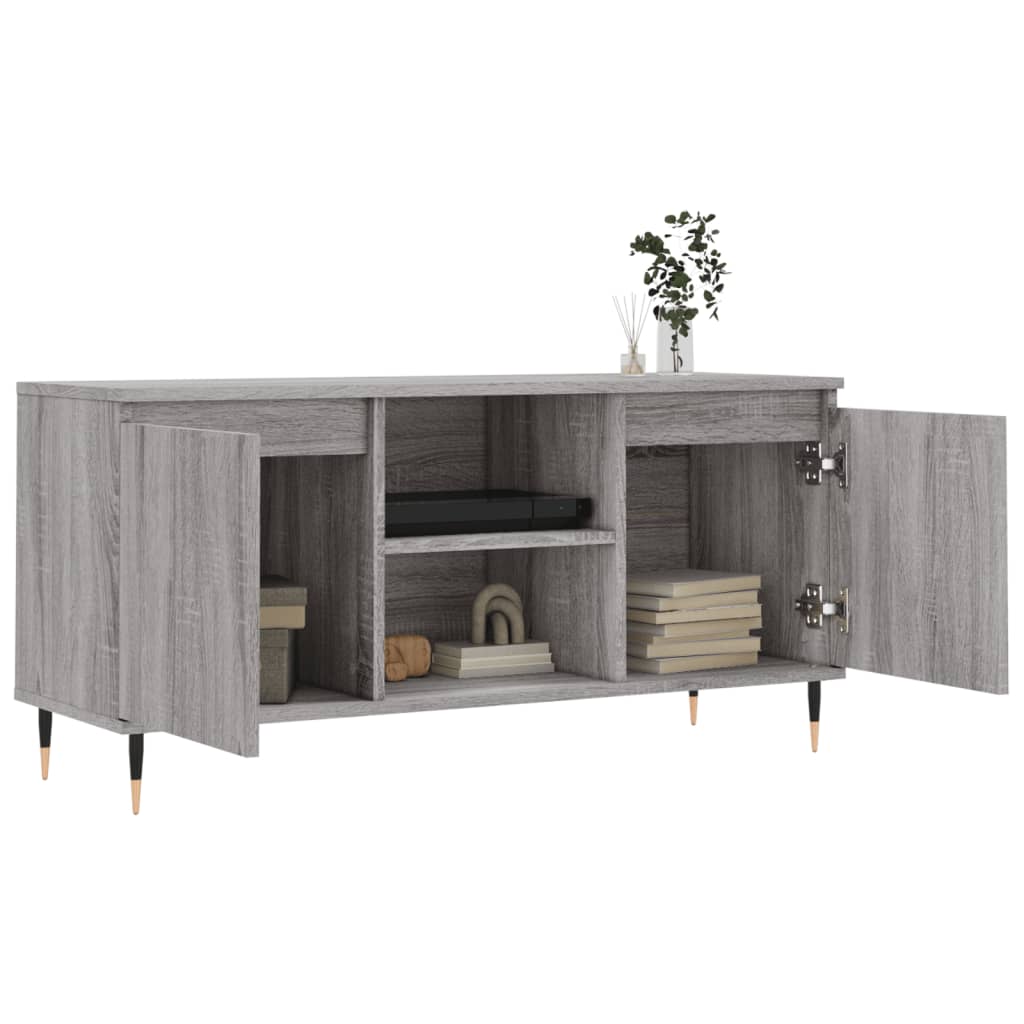 Tv-meubel 104x35x50 cm bewerkt hout grijs sonoma eikenkleurig is nu te koop bij PeponiXL, paradijselijk wonen!