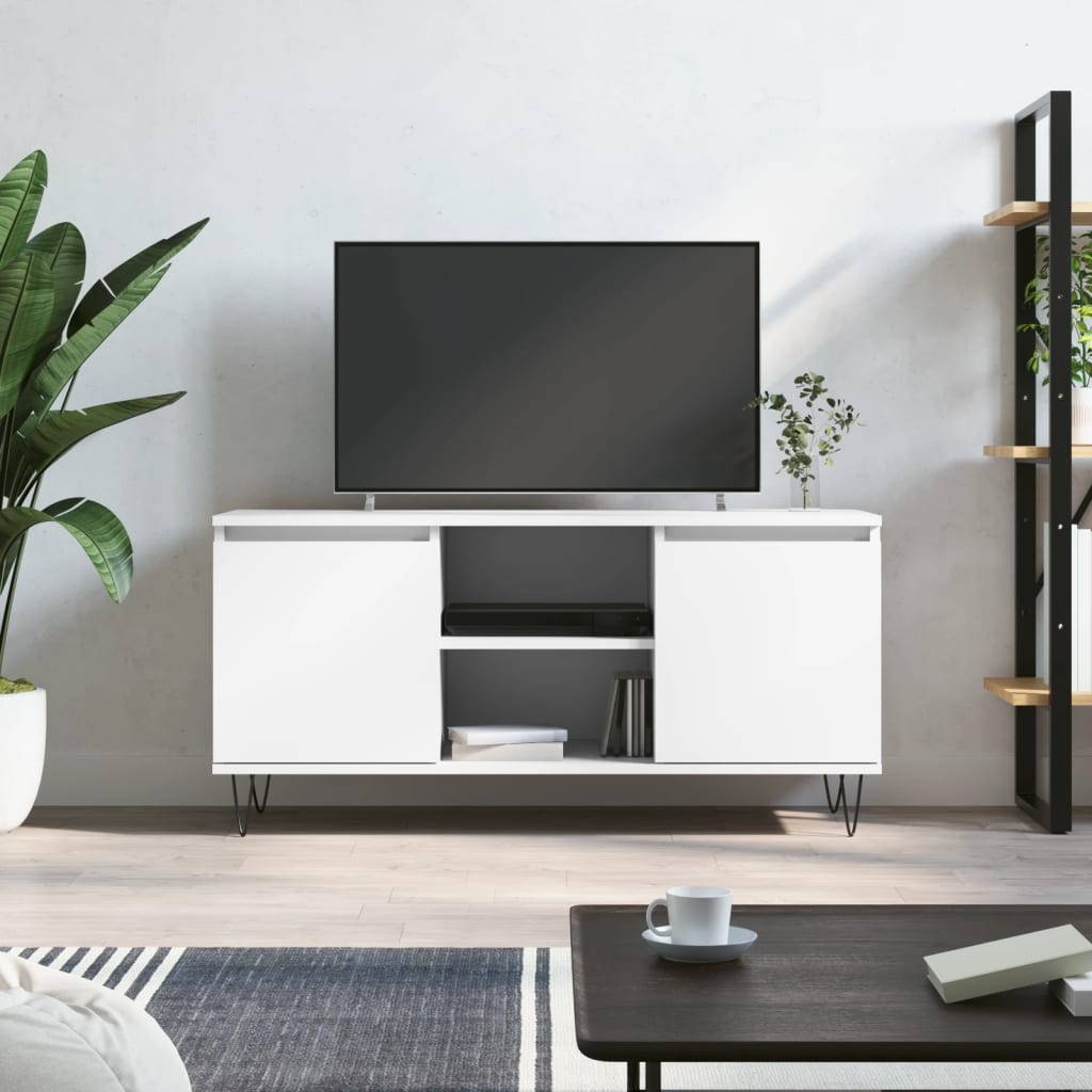 Tv-meubel 104x35x50 cm bewerkt hout wit is nu te koop bij PeponiXL, paradijselijk wonen!