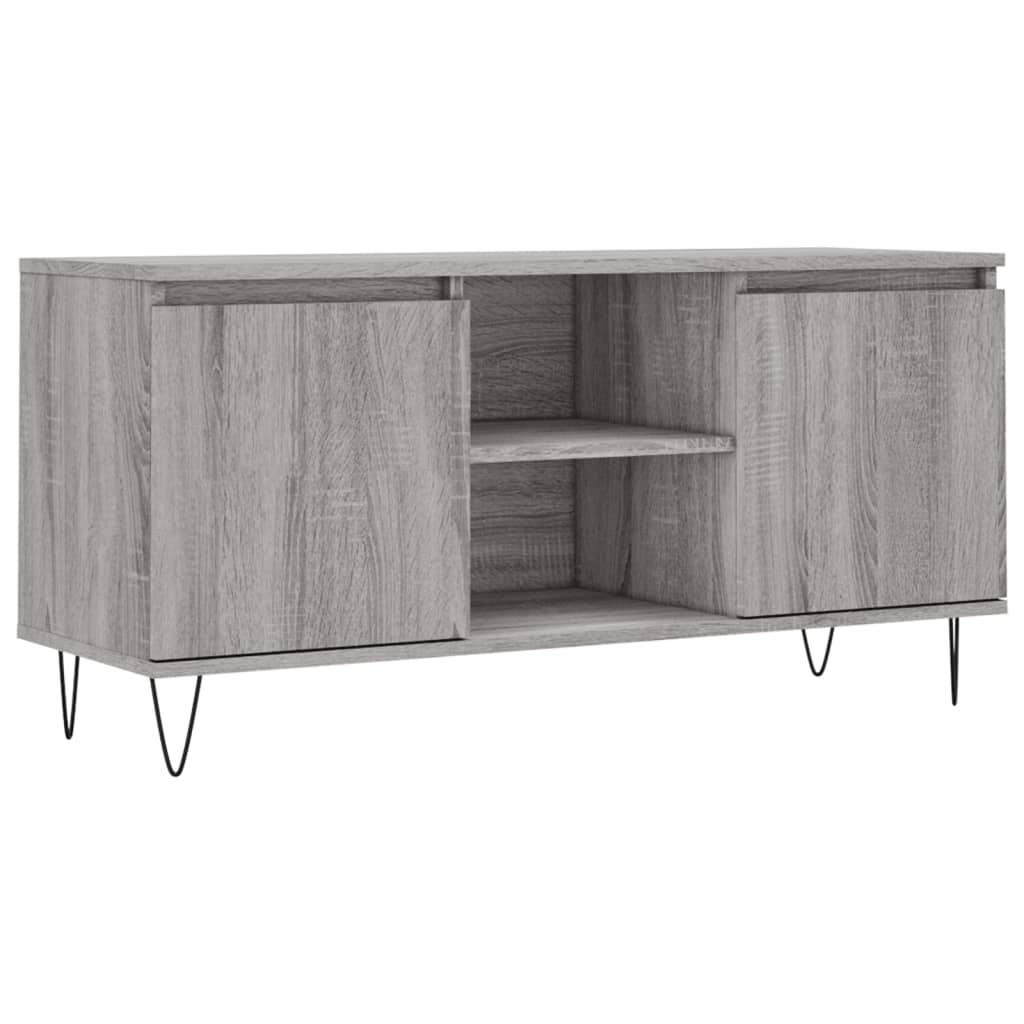 Tv-meubel 104x35x50 cm bewerkt hout grijs sonoma eikenkleurig is nu te koop bij PeponiXL, paradijselijk wonen!