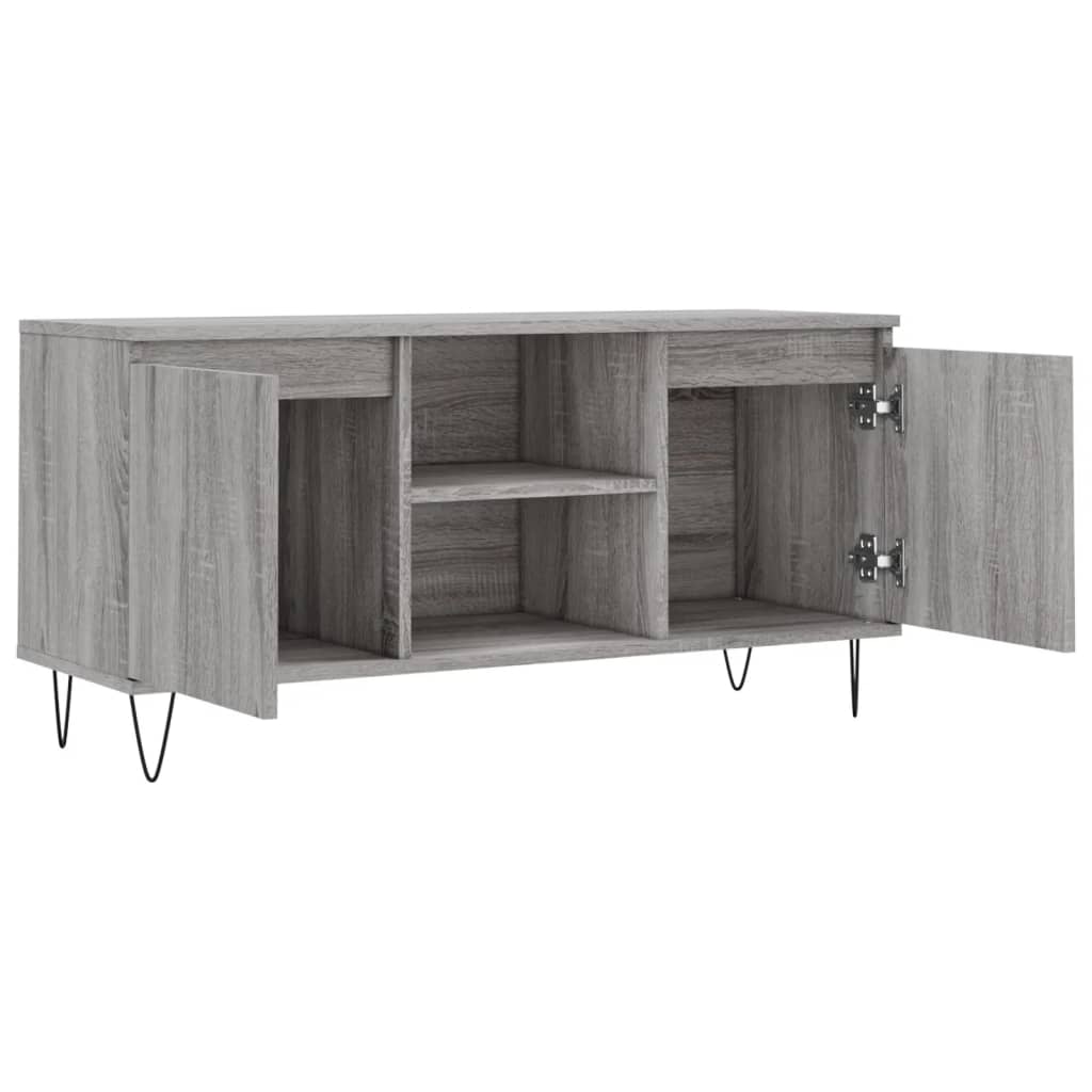 Tv-meubel 104x35x50 cm bewerkt hout grijs sonoma eikenkleurig is nu te koop bij PeponiXL, paradijselijk wonen!