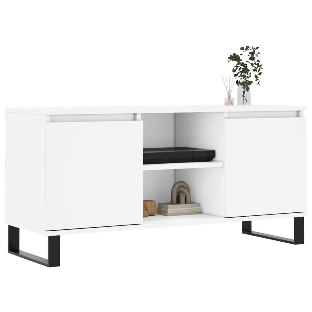 Tv-meubel 104x35x50 cm bewerkt hout wit is nu te koop bij PeponiXL, paradijselijk wonen!