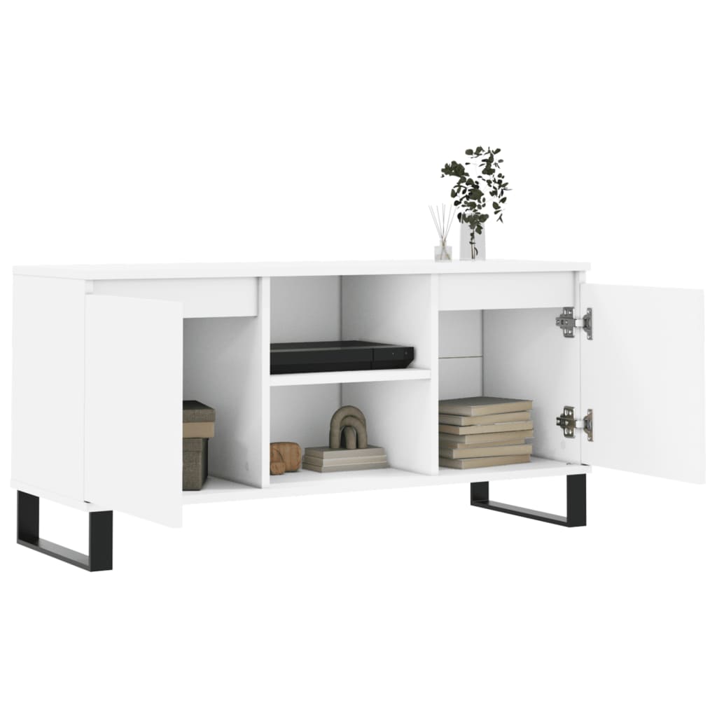 Tv-meubel 104x35x50 cm bewerkt hout wit is nu te koop bij PeponiXL, paradijselijk wonen!