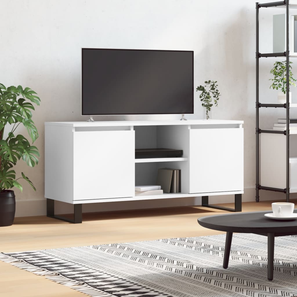 Tv-meubel 104x35x50 cm bewerkt hout wit is nu te koop bij PeponiXL, paradijselijk wonen!