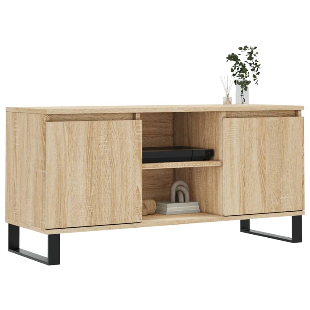 Tv-meubel 104x35x50 cm bewerkt hout sonoma eikenkleurig is nu te koop bij PeponiXL, paradijselijk wonen!