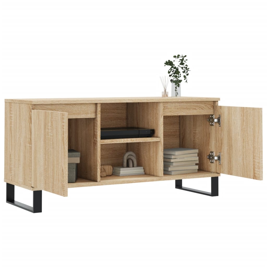 Tv-meubel 104x35x50 cm bewerkt hout sonoma eikenkleurig is nu te koop bij PeponiXL, paradijselijk wonen!