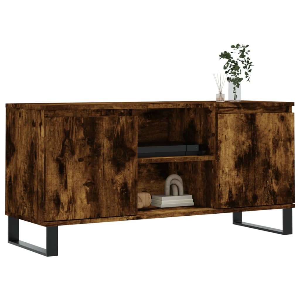 Tv-meubel 104x35x50 cm bewerkt hout gerookt eikenkleurig is nu te koop bij PeponiXL, paradijselijk wonen!