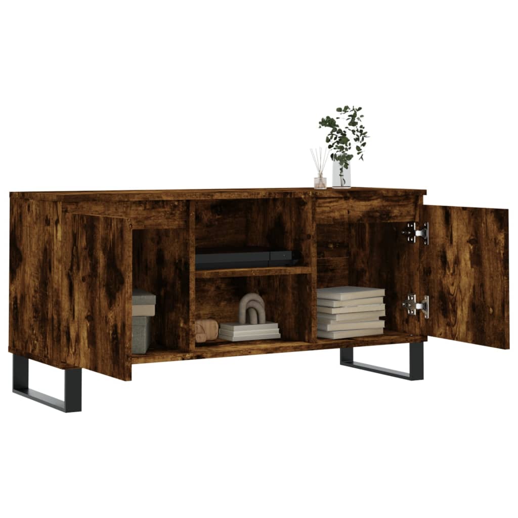 Tv-meubel 104x35x50 cm bewerkt hout gerookt eikenkleurig is nu te koop bij PeponiXL, paradijselijk wonen!