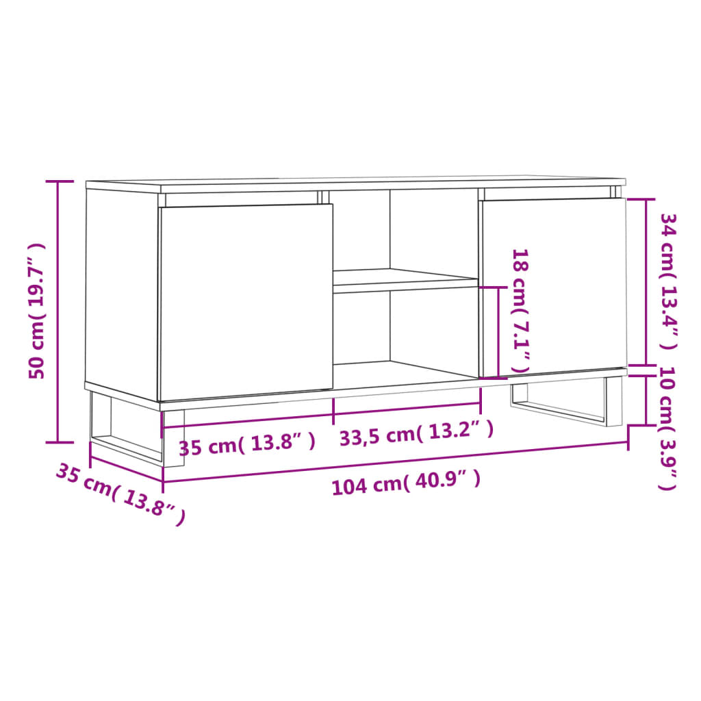 Tv-meubel 104x35x50 cm bewerkt hout gerookt eikenkleurig is nu te koop bij PeponiXL, paradijselijk wonen!