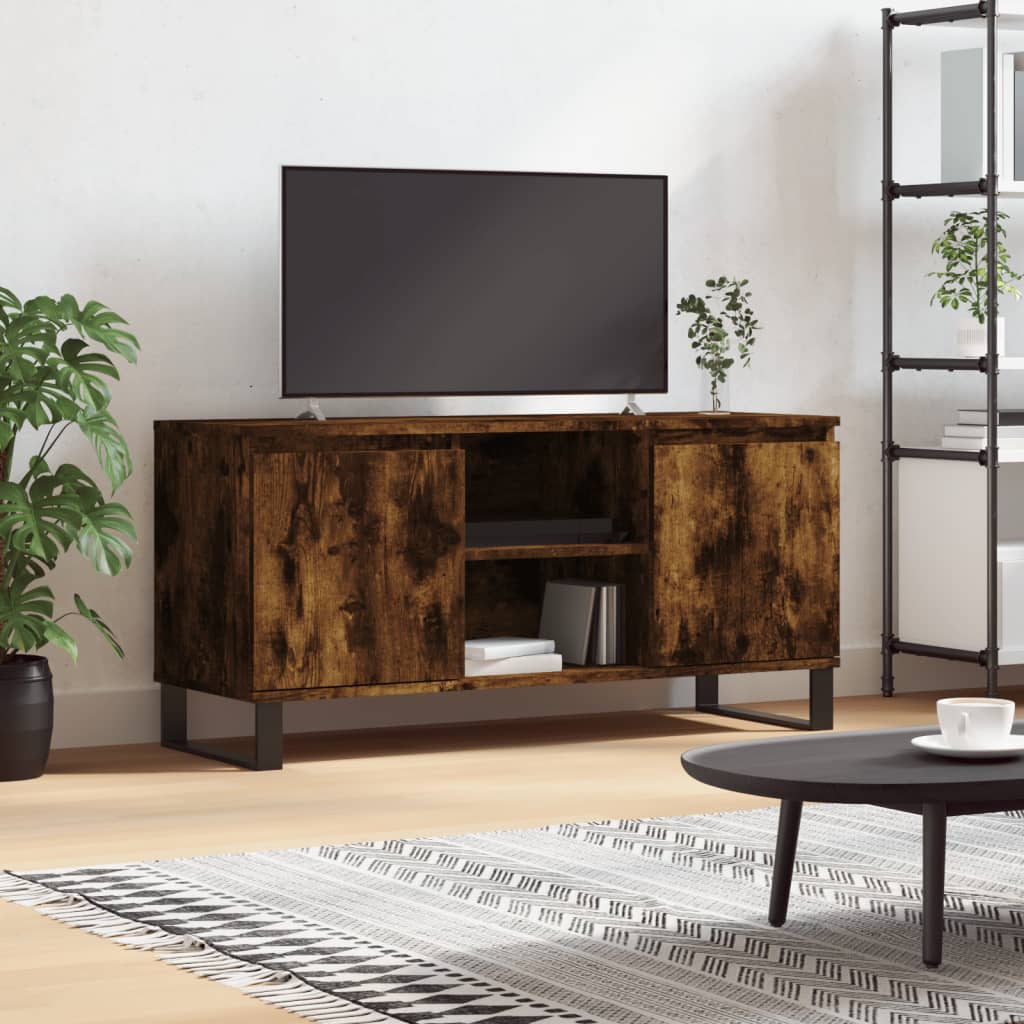 Tv-meubel 104x35x50 cm bewerkt hout gerookt eikenkleurig is nu te koop bij PeponiXL, paradijselijk wonen!