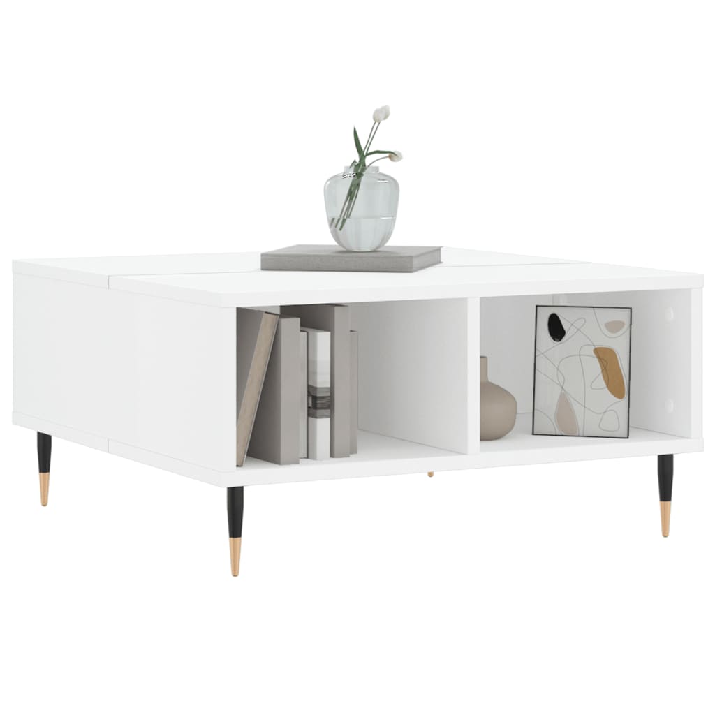 Salontafel 60x60x30 cm bewerkt hout hoogglans wit is nu te koop bij PeponiXL, paradijselijk wonen!
