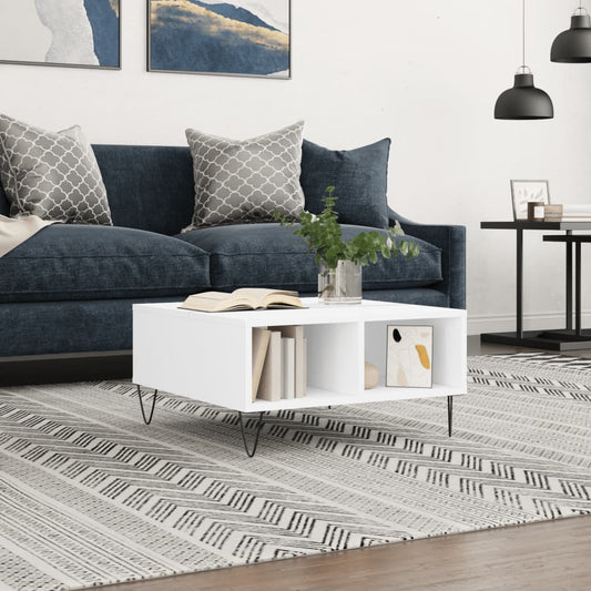 Salontafel 60x60x30 cm bewerkt hout wit is nu te koop bij PeponiXL, paradijselijk wonen!