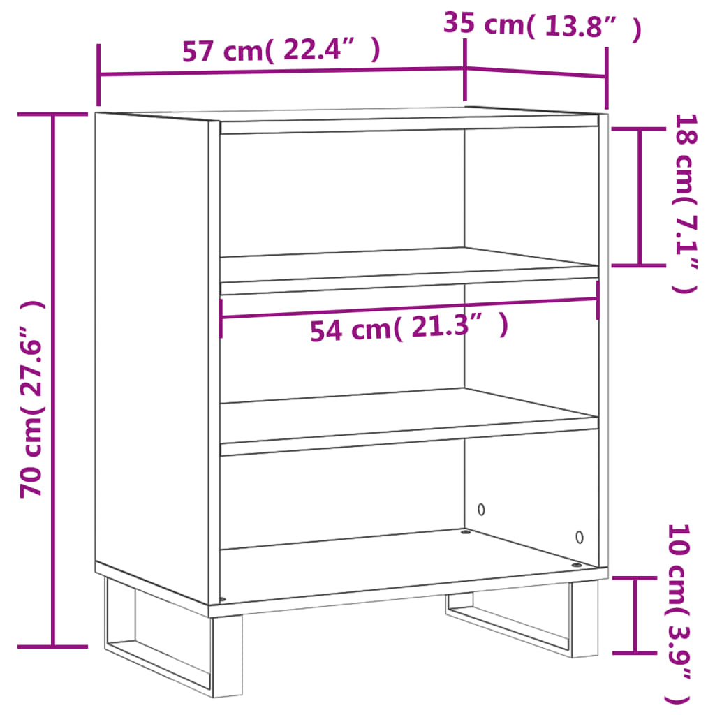 Dressoir 57x35x70 cm bewerkt hout hoogglans wit is nu te koop bij PeponiXL, paradijselijk wonen!
