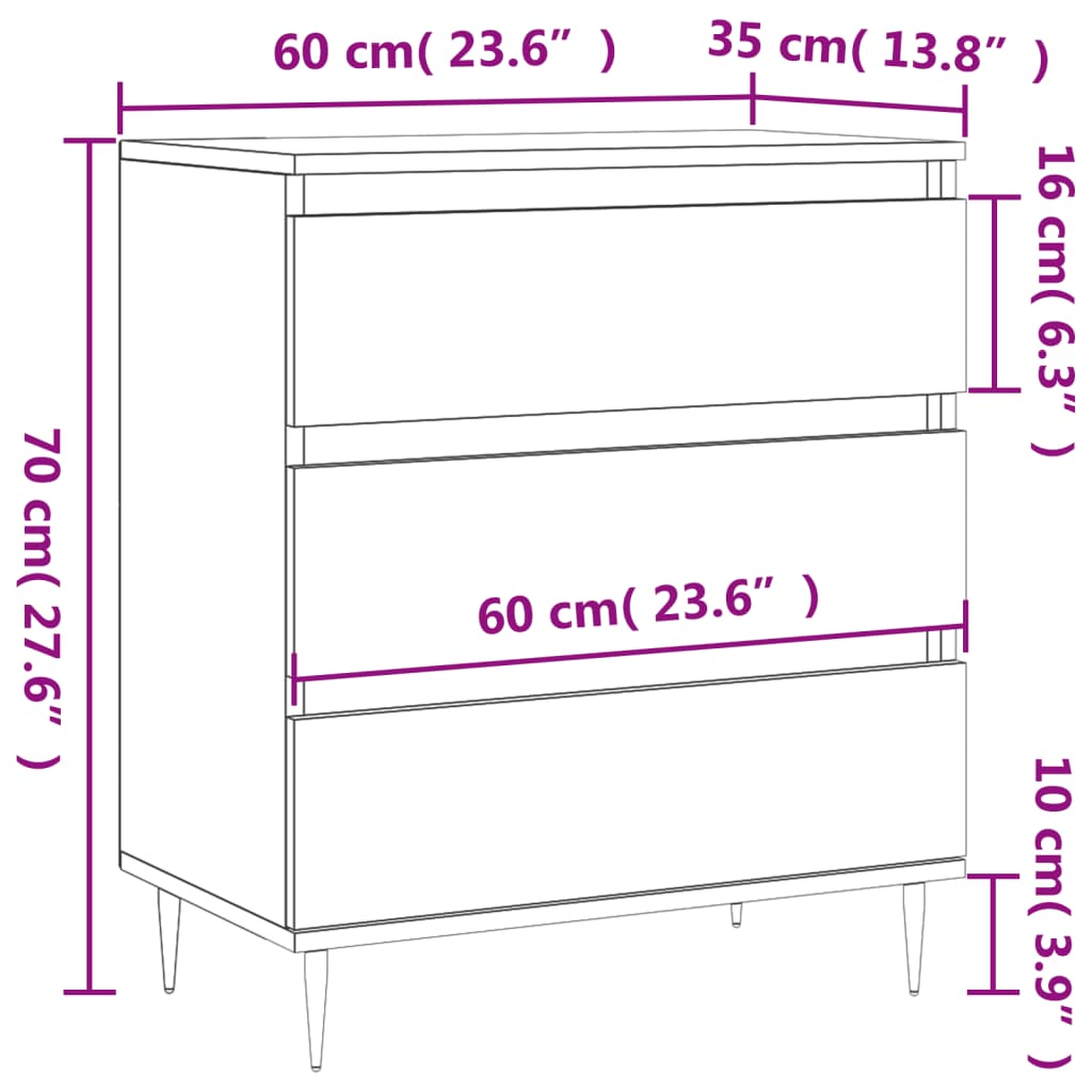 Dressoir 60x35x70 cm bewerkt hout grijs sonoma eikenkleurig is nu te koop bij PeponiXL, paradijselijk wonen!