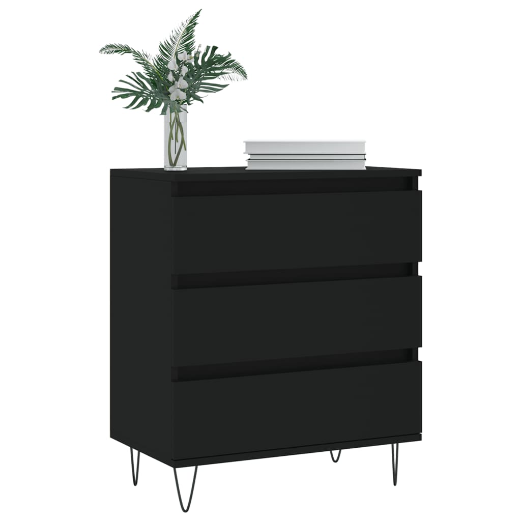 Dressoir 60x35x70 cm bewerkt hout zwart is nu te koop bij PeponiXL, paradijselijk wonen!