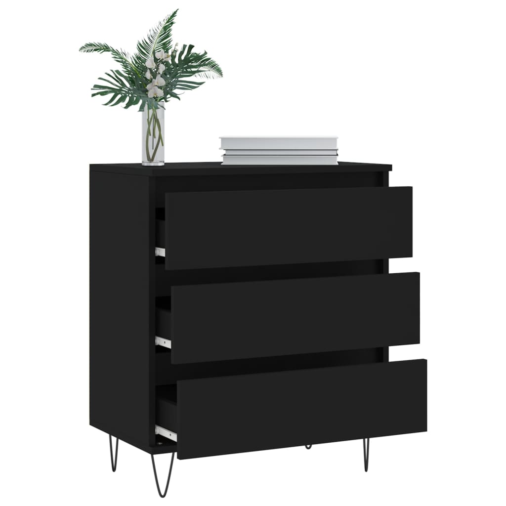 Dressoir 60x35x70 cm bewerkt hout zwart is nu te koop bij PeponiXL, paradijselijk wonen!