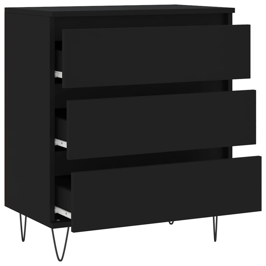 Dressoir 60x35x70 cm bewerkt hout zwart is nu te koop bij PeponiXL, paradijselijk wonen!