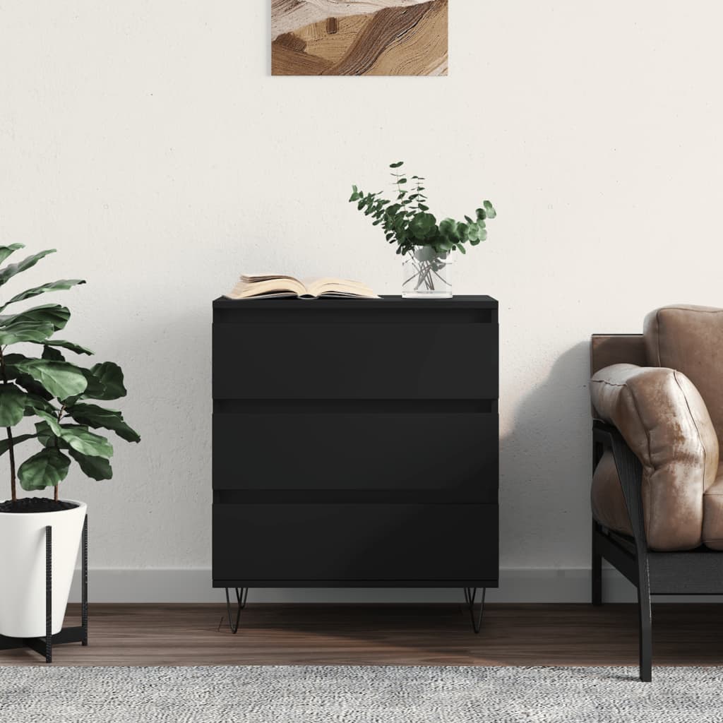 Dressoir 60x35x70 cm bewerkt hout zwart is nu te koop bij PeponiXL, paradijselijk wonen!